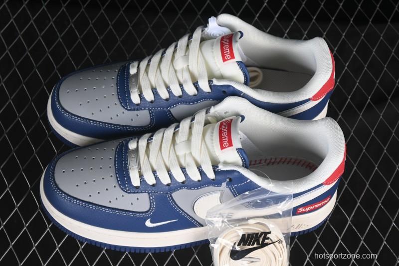 Nike Air Force 1 '07 Low Supreme Collaboration White Blue Gray Red Casual Sneakers - XD2588-602