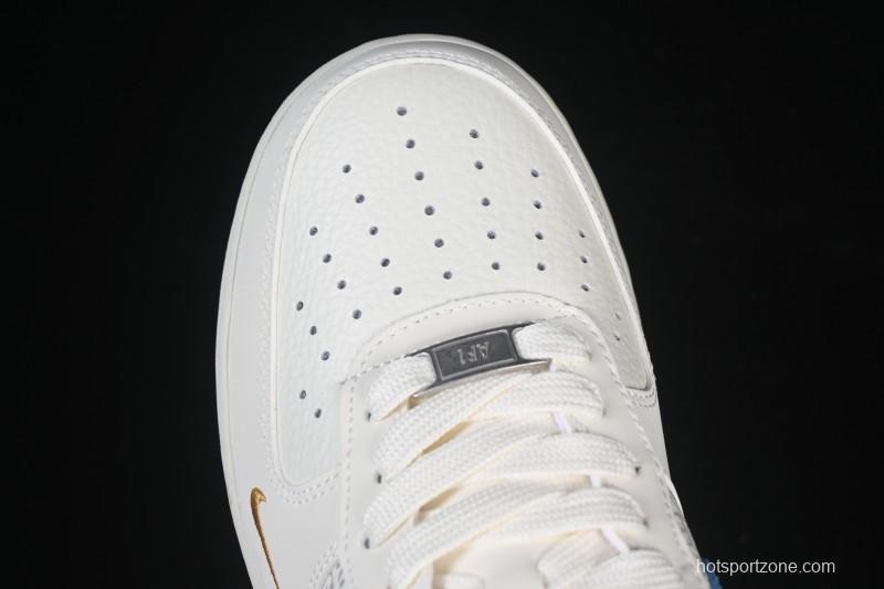 Nike Air Force 1 '07 Low Balenciaga Collaboration White Blue Gold Casual Sneakers - YF9511-803