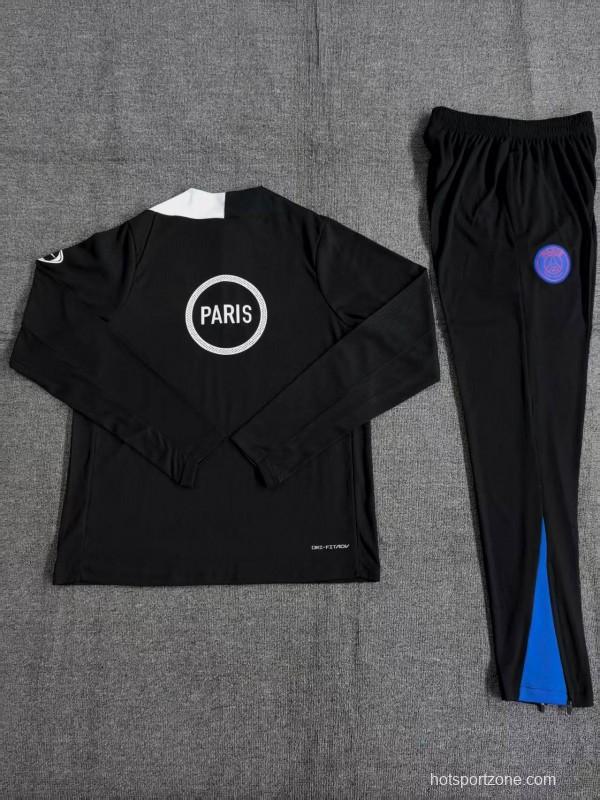Player Version 25/26 Kids PSG Black T90 Half Zipper Jacket+Long Pants