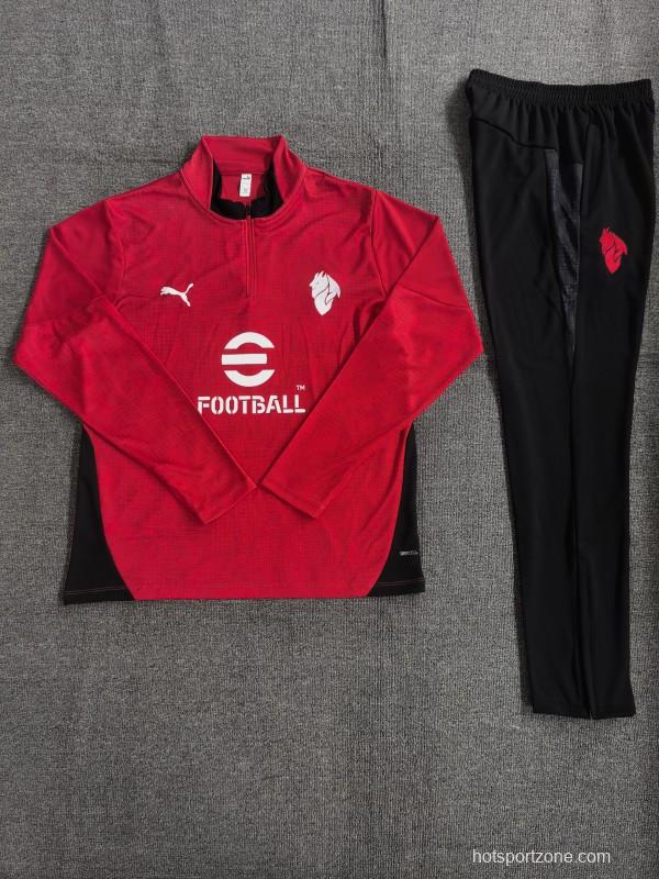25/26 Kids AC Milan Red Camouflage Half Zipper Jacket+Long Pants