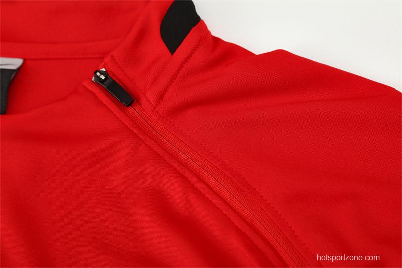 Retro 02/03 Manchester United Red Half Zipper Jacket+Long Pants