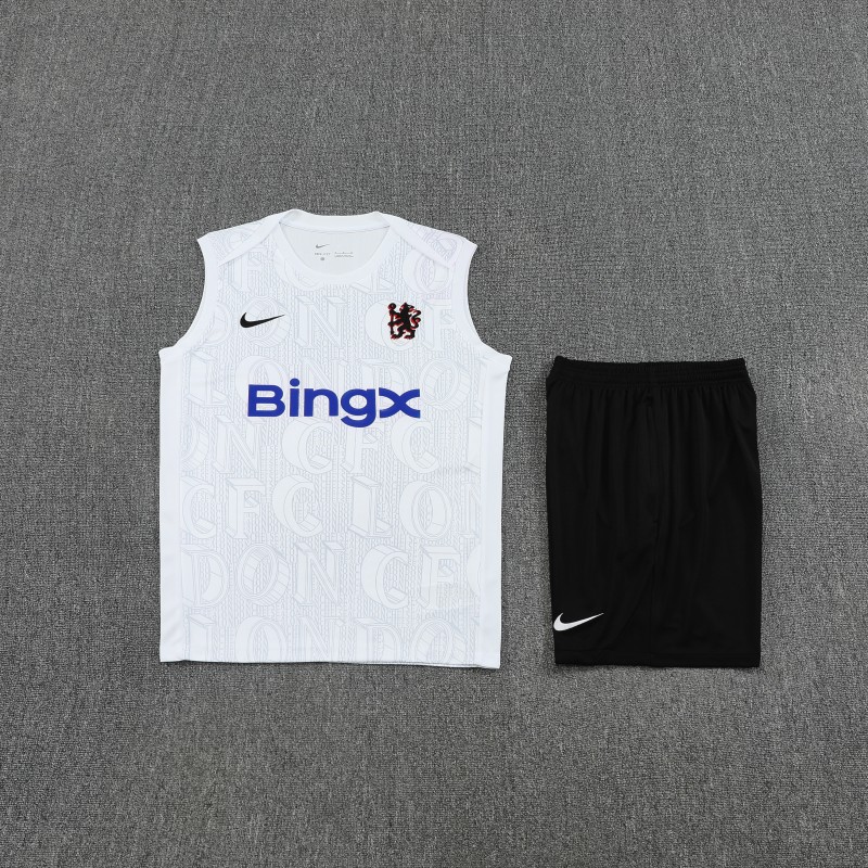 25/26 Chelsea White Vest Jersey+Shorts