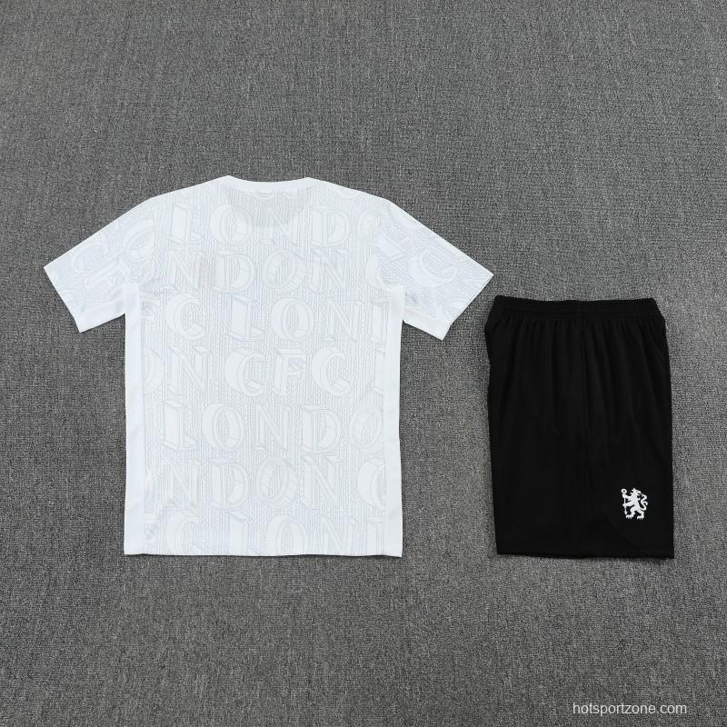 25/26 Chelsea White Short Sleeve Jersey+Shorts