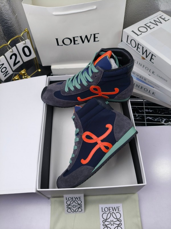 LOEWE High-Top German Training Sneakers Retro Fashion Casual White Shoes - LY00330