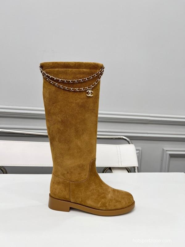 Chanel 2025/SS Quilted Leather Chain Four-Leaf Clover CC Flat Ankle Boots - LY00510