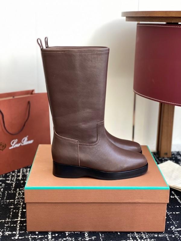 Brunello Cucinelli Classic Spring BC Calfskin High Top Thick Sole Riding Boots Long Boots - KFY00450