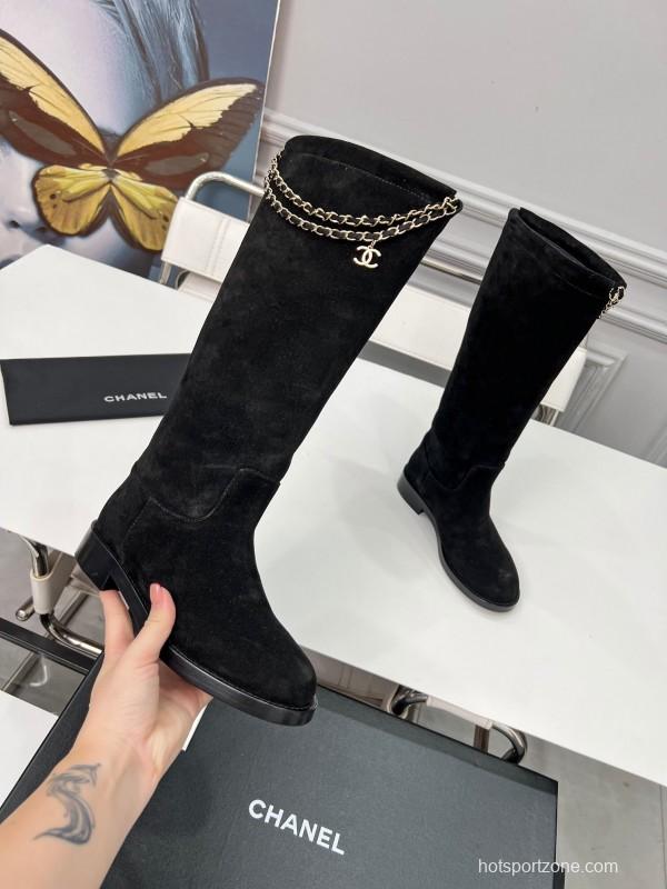 Chanel 2025 SS Quilted Leather Chain CC Logo Flat Ankle Boots - LY00510