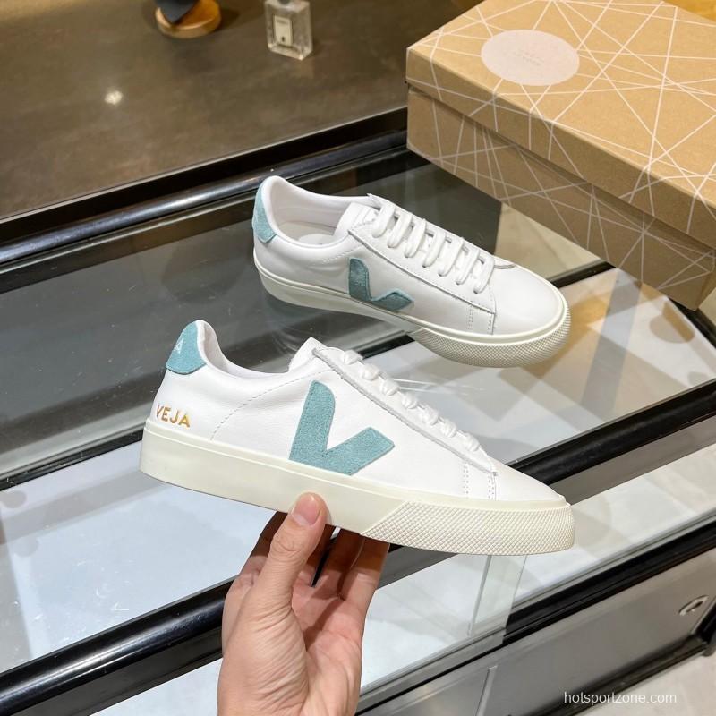 VEJA Classic White Sneakers V Logo Lace-Up Retro Flat Platform Casual Sports Shoes - LY00220