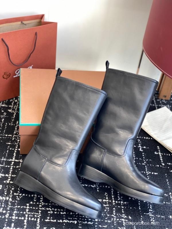 Brunello Cucinelli Classic Spring BC Calfskin High-Top Thick Sole Equestrian Boots - KFY00450