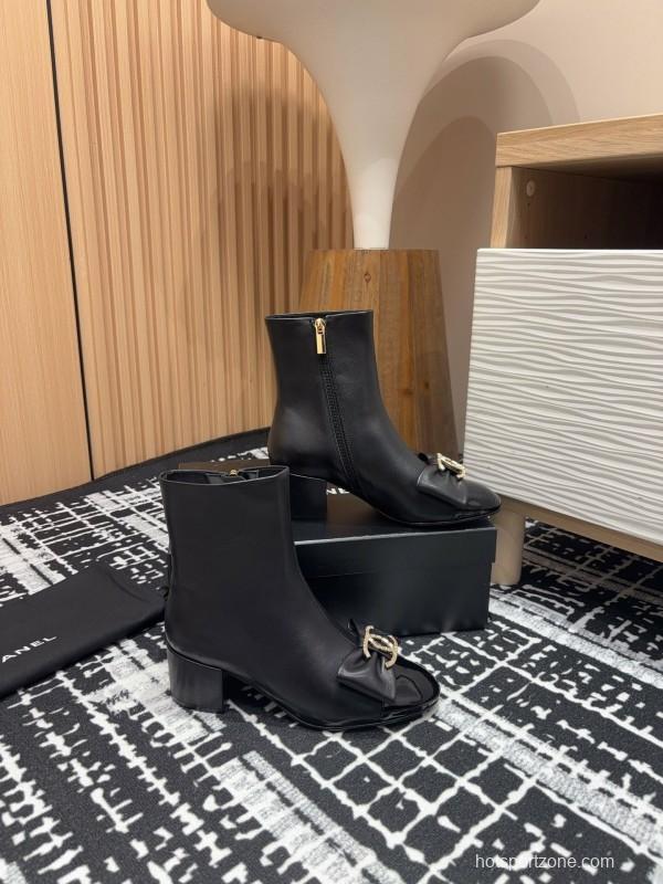 Chanel 2025 SS Bow CC Crystal Buckle Ankle Boots - LY00340/LY00350