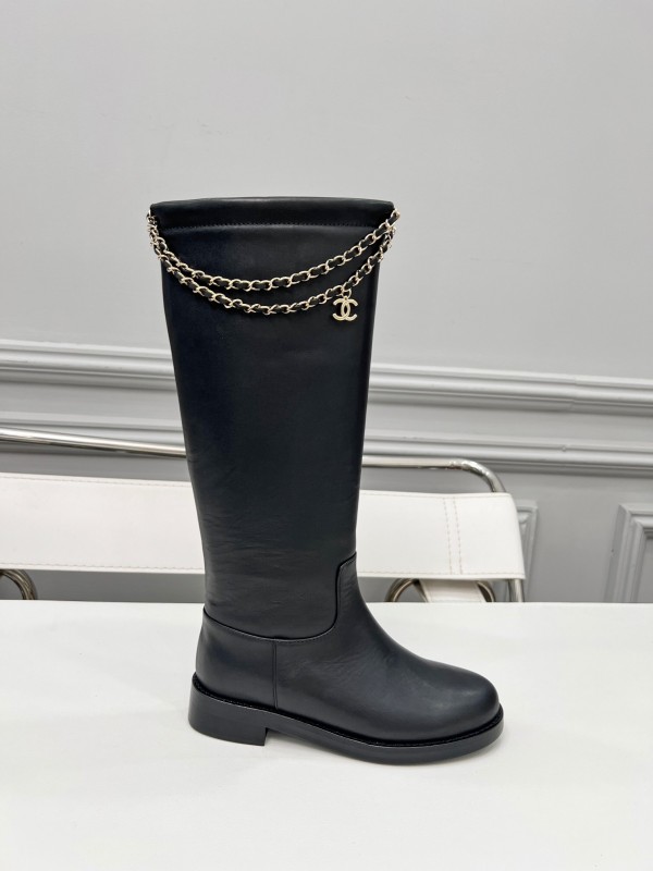 Chanel 2025 SS Quilted Leather Chain CC Four-Leaf Clover Flat Ankle Boots - LY00510