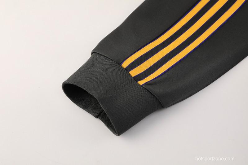 25/26 Manchester United 08 Dark Gray Half Zipper Jacket+Long Pants S-2XL