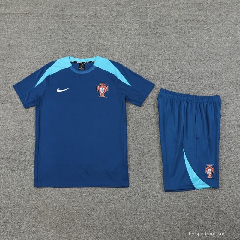 2025 Portugal Royal Blue Short Sleeve+Soccer Shorts