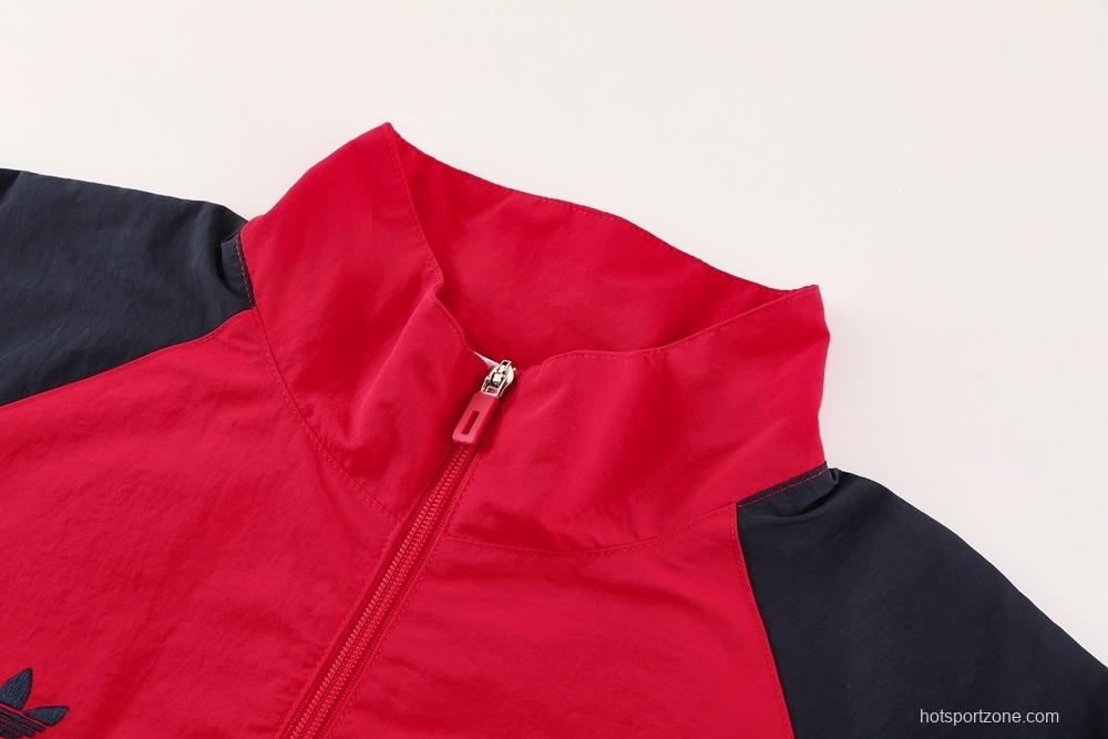 25/26 Arsenal Red Half Zipper Jacket+Long Pants S-3XL