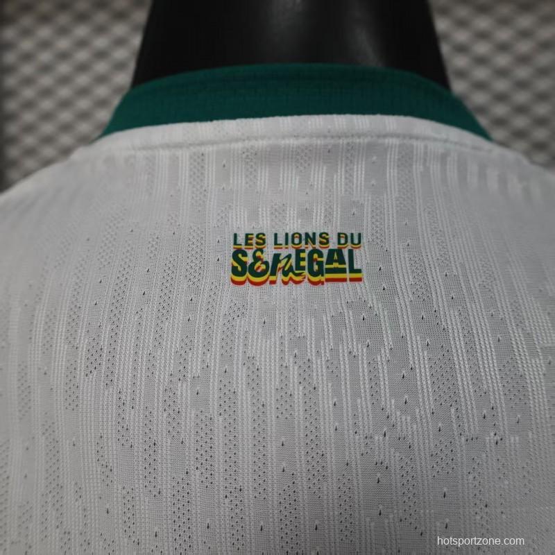 25/26 Player Version  Senegal Away White with African Traditional Pattern Jersey