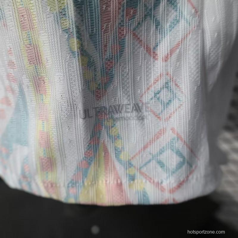 25/26 Player Version  Senegal Away White with African Traditional Pattern Jersey