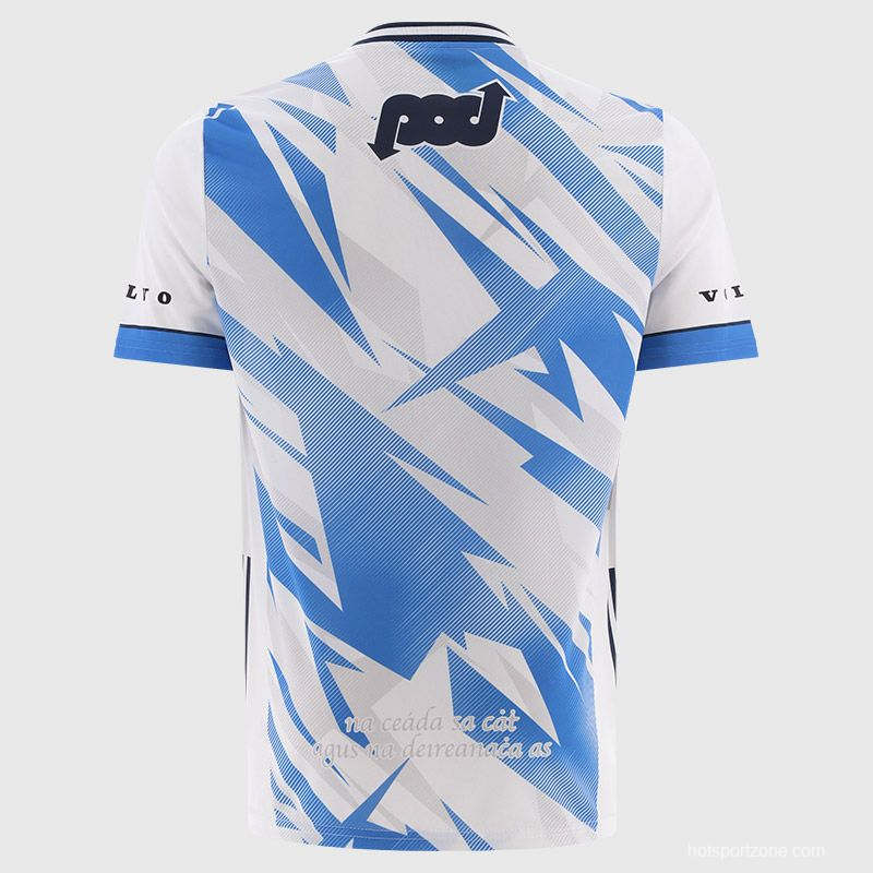 2026 Waterford GAA White with Blue Lightning Stripe Pattern Jersey