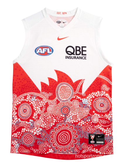 25/26 Sydney Swans White with Red Aboriginal Art Jersey