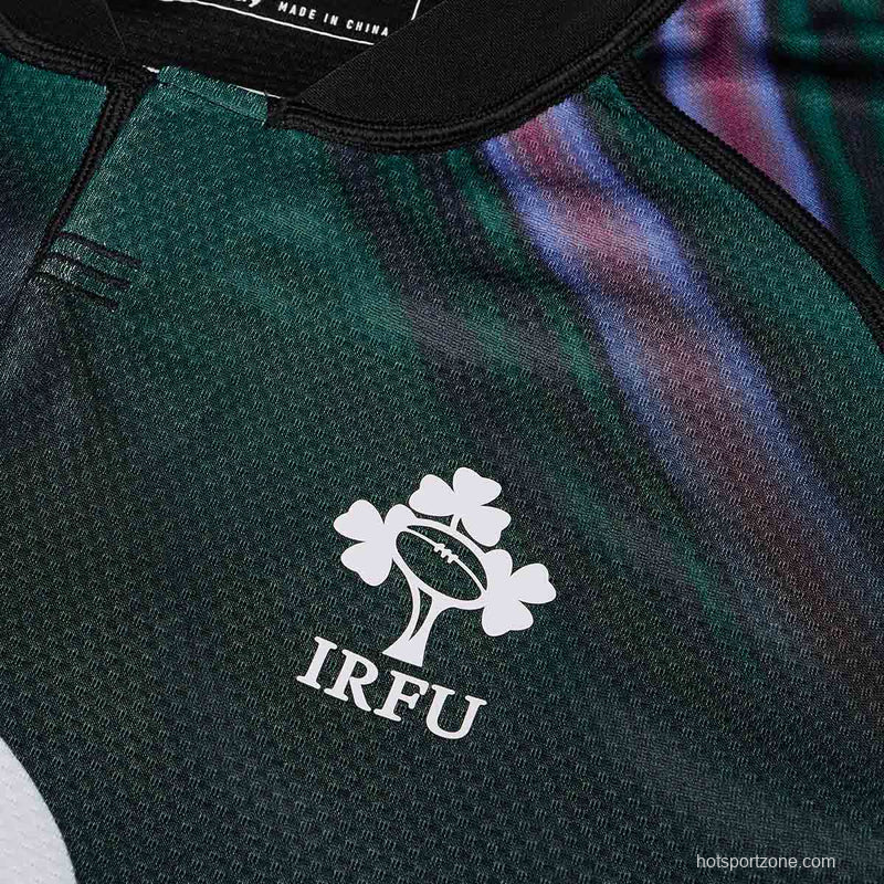 2025 Ireland Rugby Dark Green with Aurora Borealis Gradient Pattern Jersey