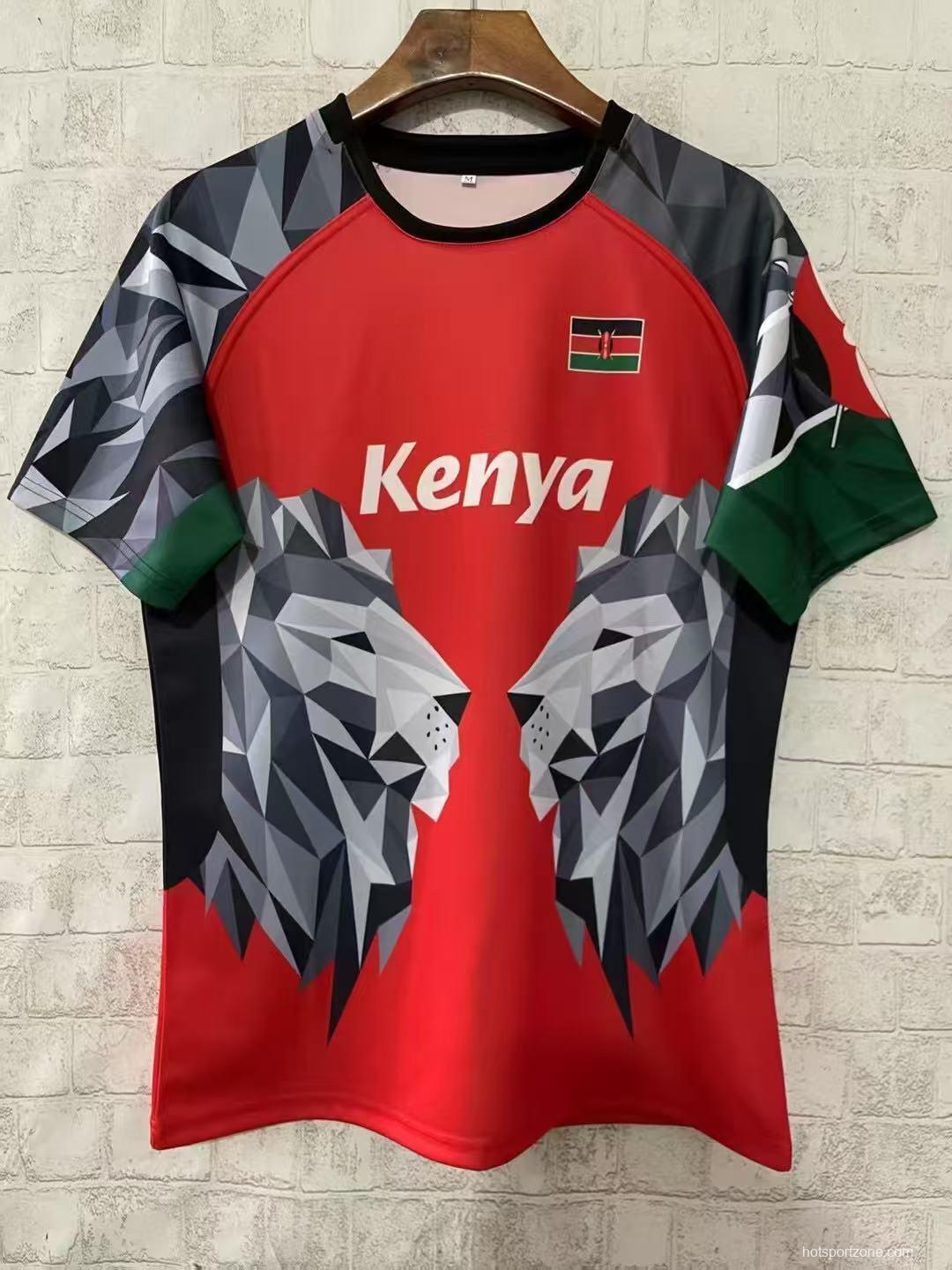 2026 Kenya Red Geometric Lion Jersey
