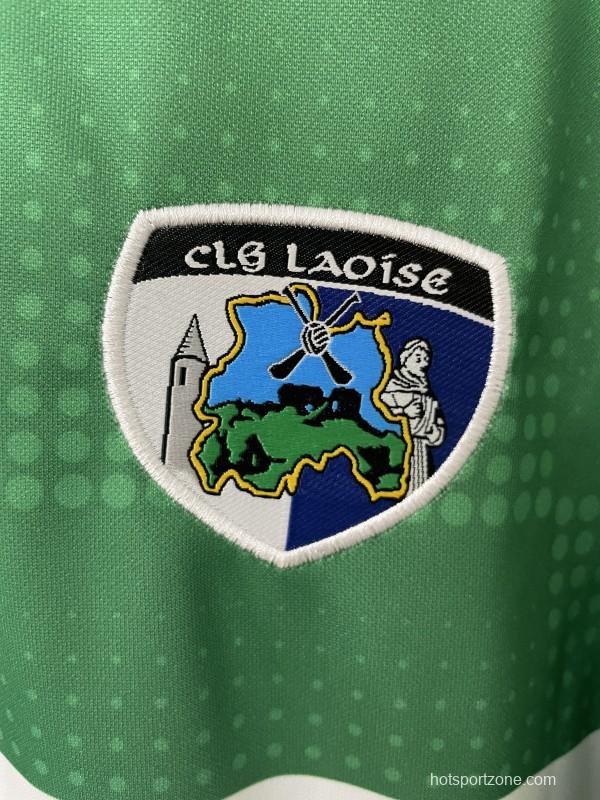 2026 Laois GAA Green with White Horizontal Stripe and Dotted Pattern Jersey