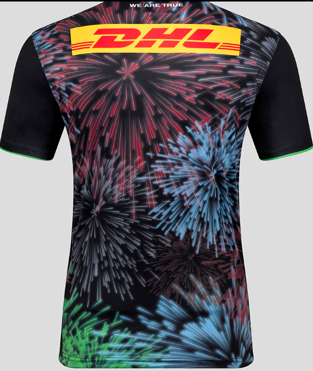 25/26 Harlequins Black with Multicolor Fireworks Pattern Third Jersey
