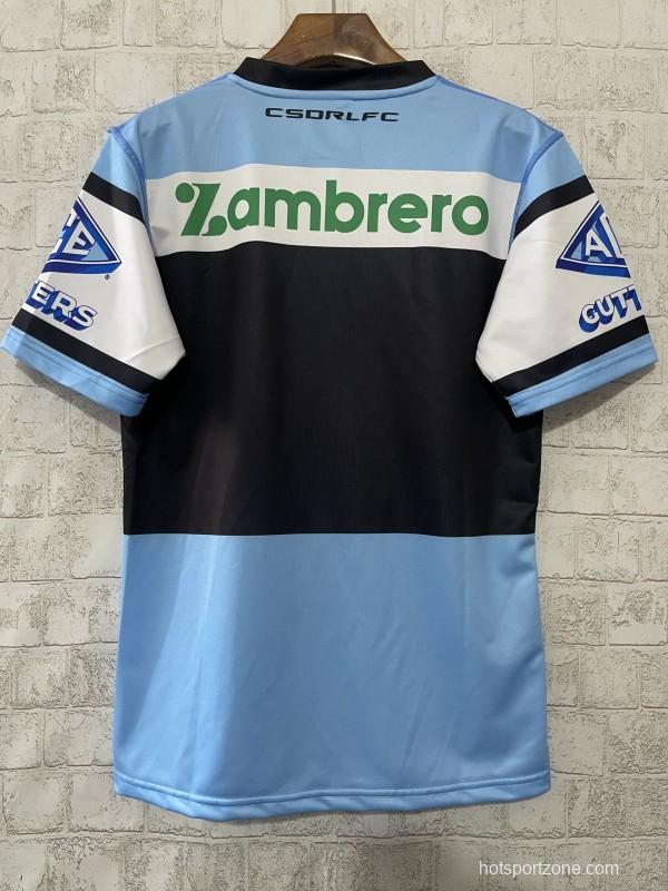 2026 Cronulla Sharks Sky Blue with White Hooped Away Jersey