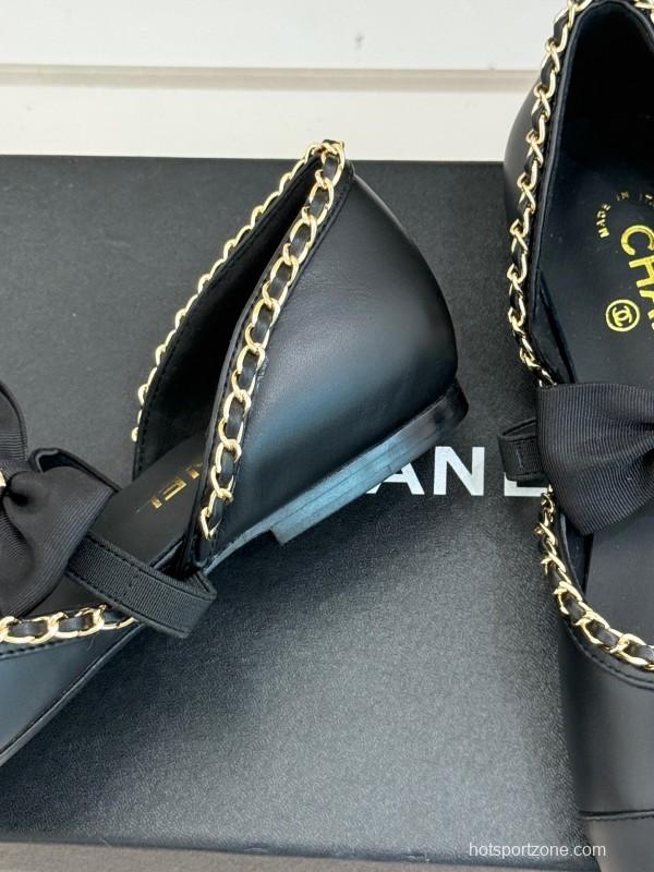 Chanel 2025 SS Hollow Chain Bow Mary Jane Shoes - KFY00290/KFY00300
