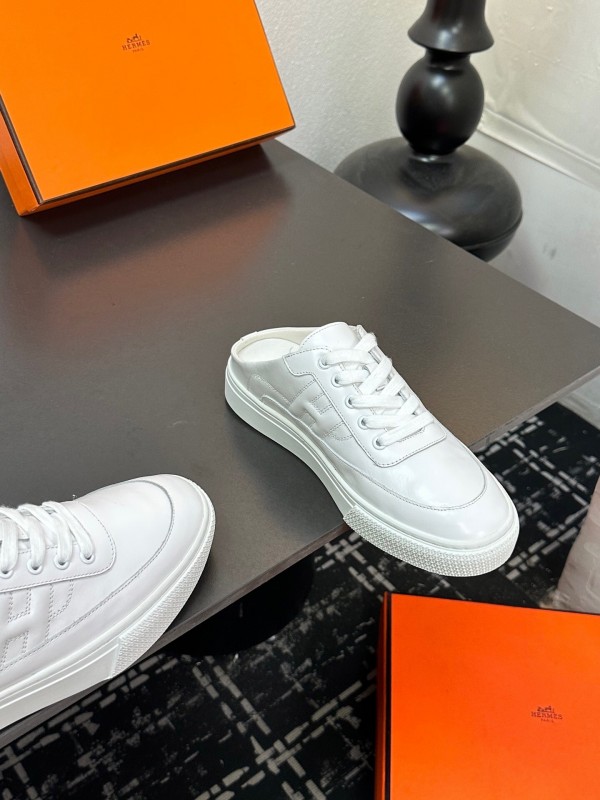 Hermès Deep Series Couple White Sneakers Casual Skate Shoes - AS00320