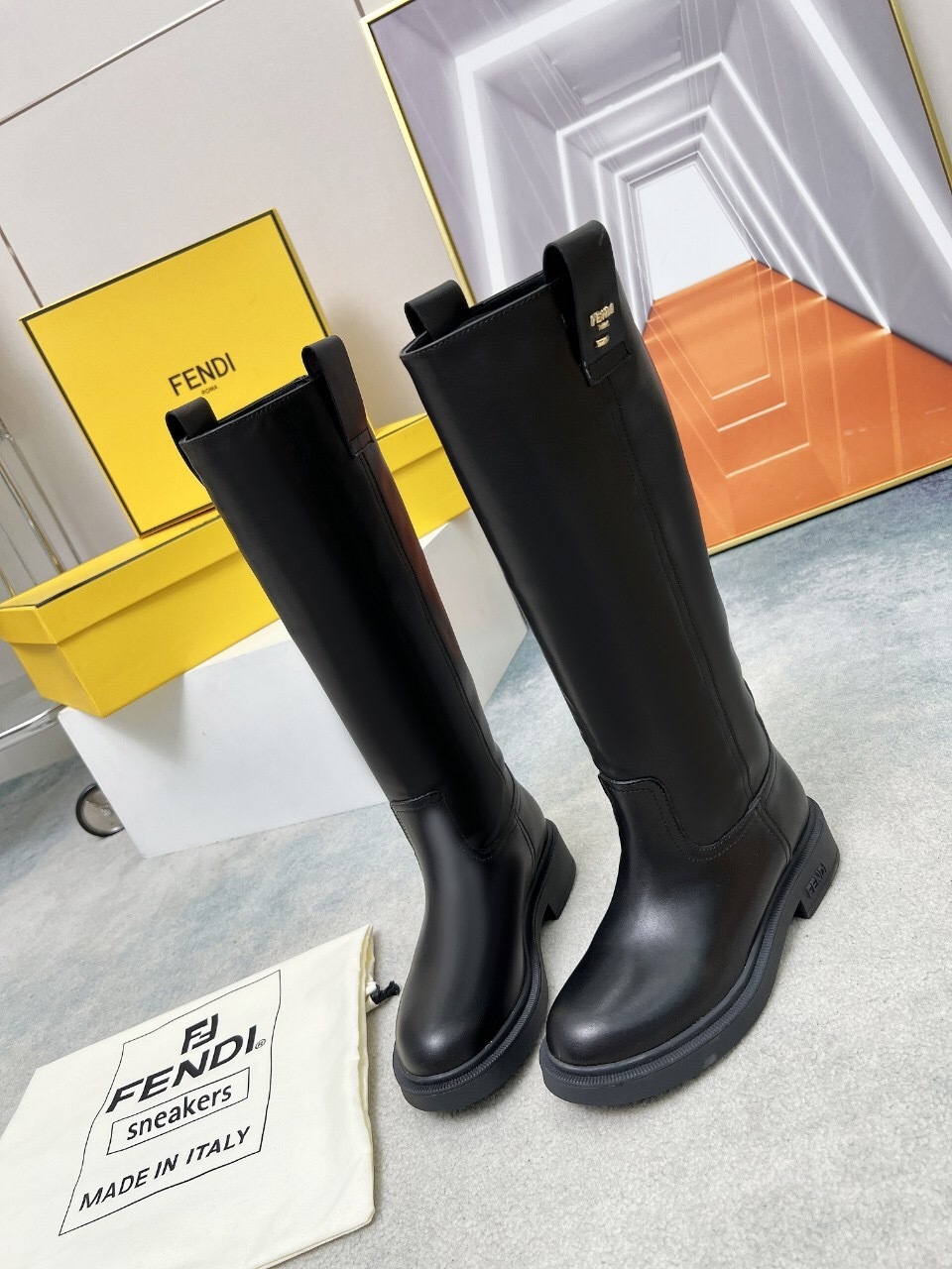 Fendi 2025/SS Fall/Winter Monogram Platform High-Top Boots - LY00480