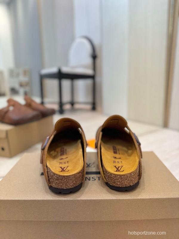 Louis Vuitton Louis Vuitton × BIRKENSTOCK Boston Closed-Toe Soft Sole Mule Slippers - KFY00300