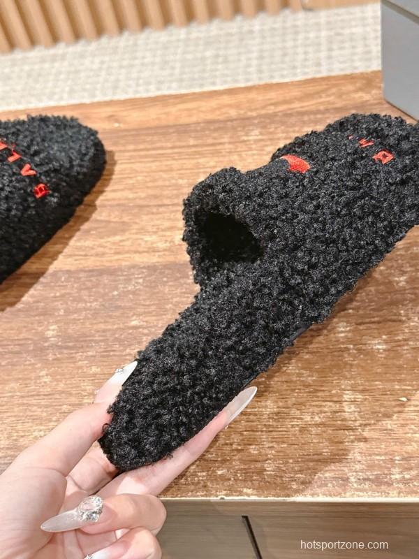 Balenciaga Paris World Limited Edition Series Embroidered Platform Shearling Slippers - AS00200