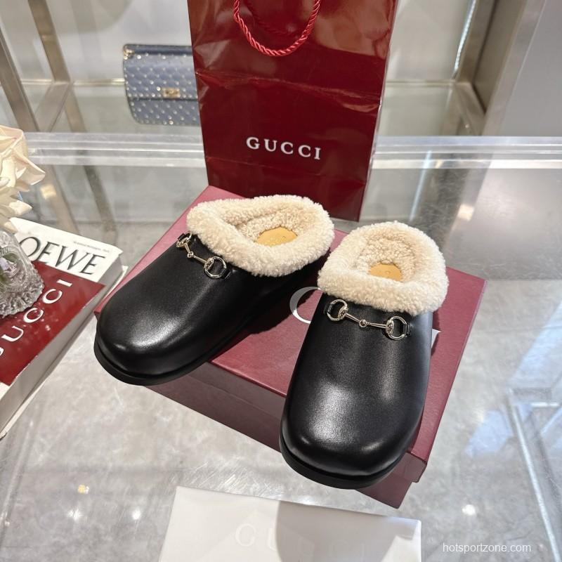 Gucci 2025 SS Autumn Winter New Suede Leather Horsebit Detail Women's Wool Loafers - LY00260