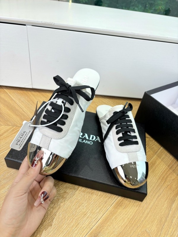 Prada Metal Toe Thin Sole Trainer Casual Shoes - LY00270