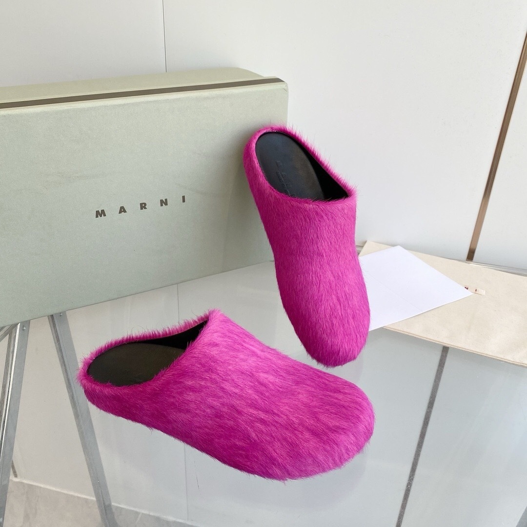 Marni 2025/SS Mule Shoes with Pony Hair Design - LY00