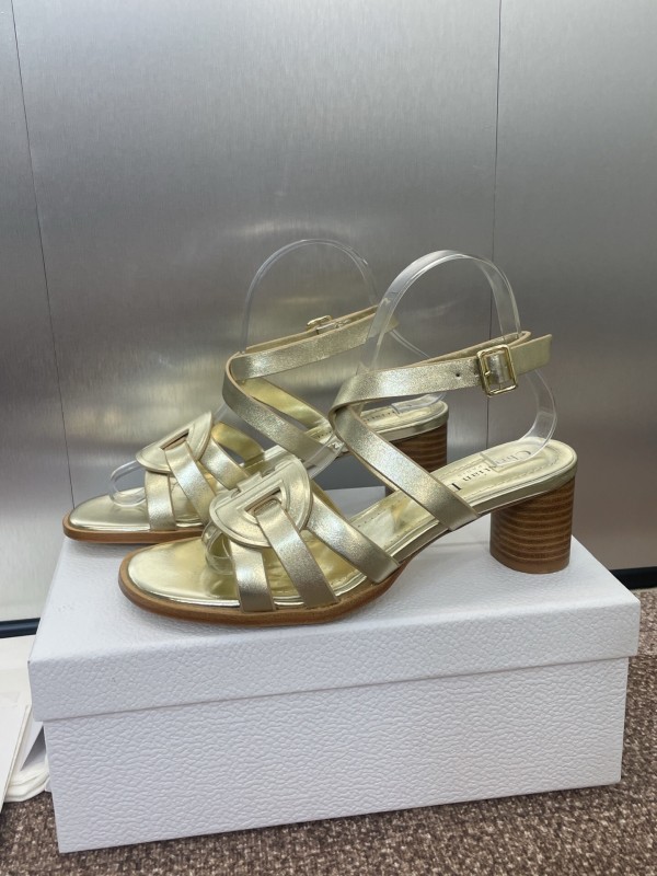 Dior D-Club Jelly Color Hollow Layered Cross Strap Mid Heel Women Shoes - KFY00290