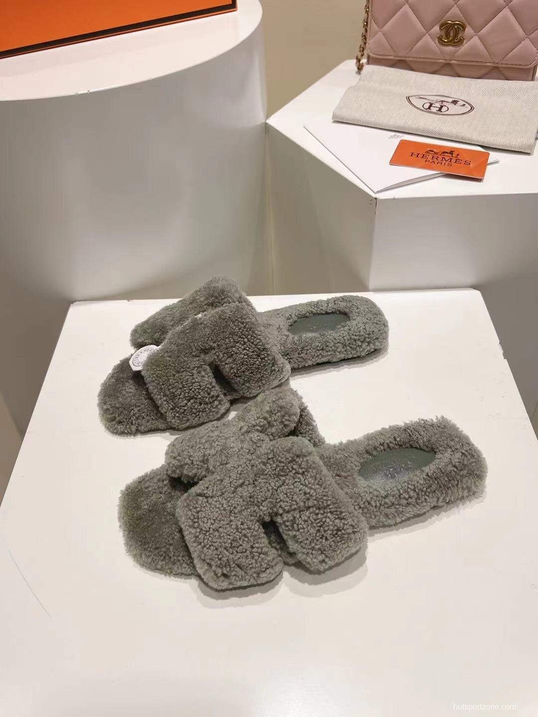 Hermès Teddy Wool Flat Slippers - LY00240