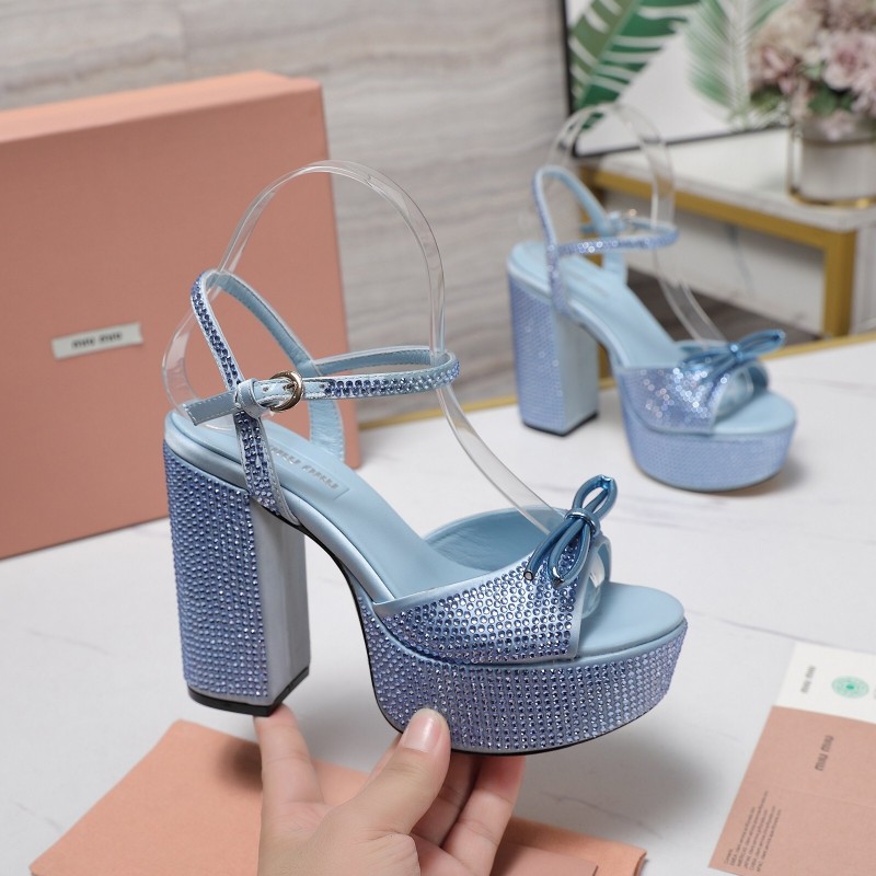 MIUMIU Bling Bling Swarovski Crystal Sandals with 11.5cm Heel - KFY00340