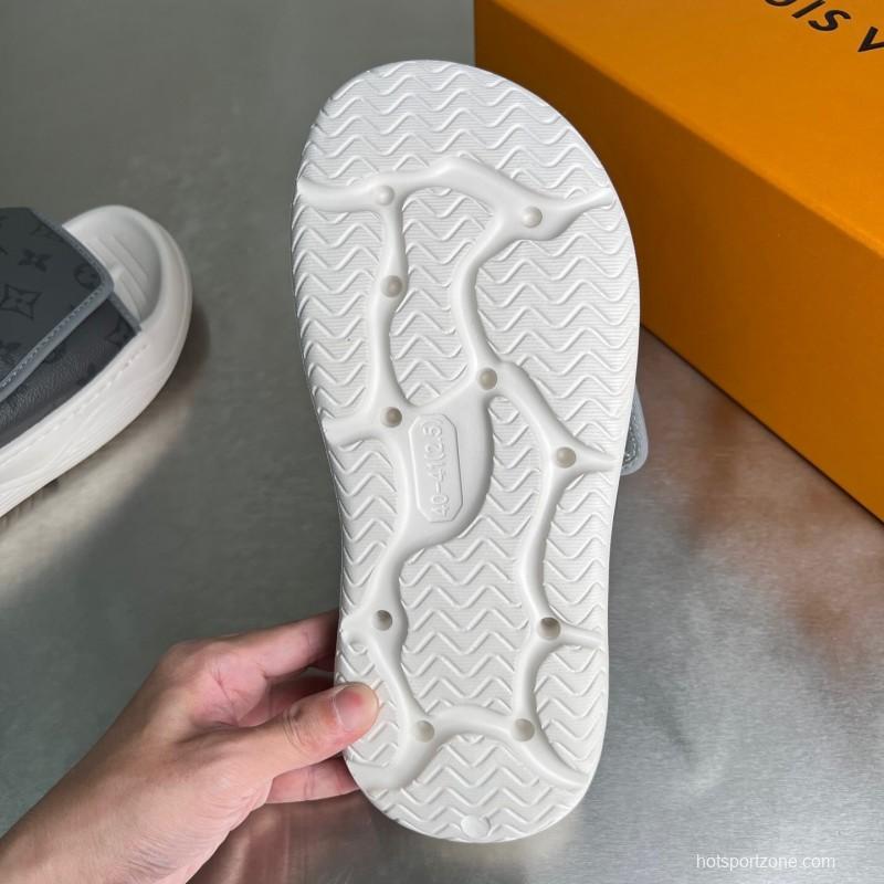 Louis Vuitton Miami Mule Slip-On Sandals with Hook-and-Loop Fastening - YC