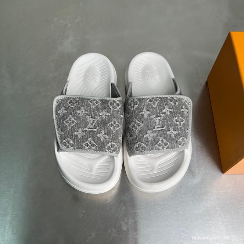 Louis Vuitton Miami Mule Slippers with Hook and Loop Fastener - YC