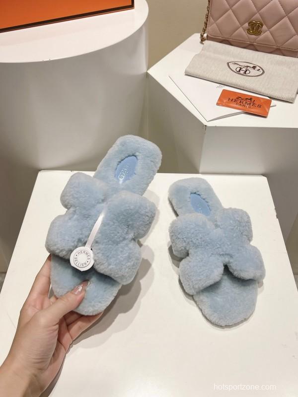 Hermès 2025 SS Love Slipper Flat Wool Slipper - LY00240