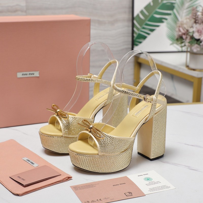 MIUMIU Bling Bling Swarovski Crystal Sandals with 11.5cm Heel - KFY00340