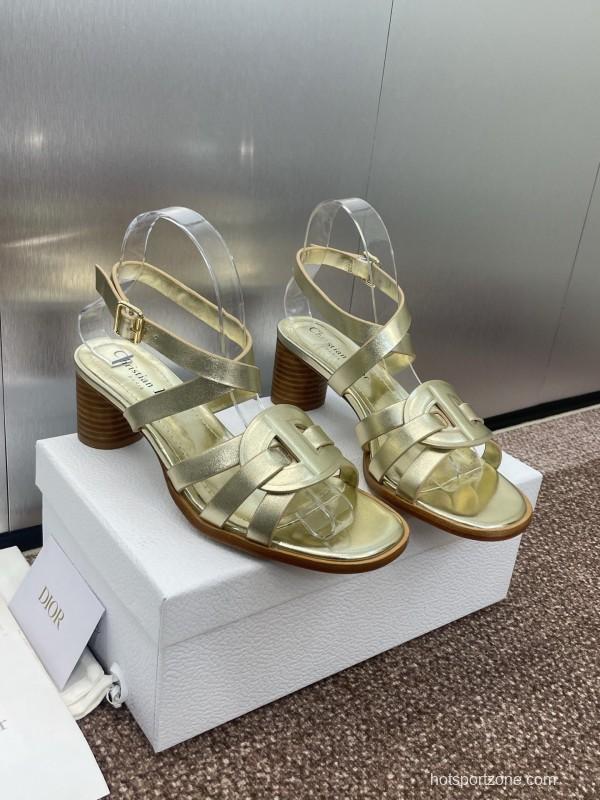 Dior D-Club Jelly Color Hollow Layered Cross Strap Mid Heel Women Shoes - KFY00290