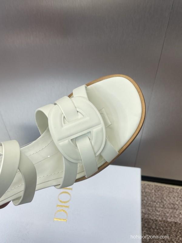 Dior D-Club Jelly Color Hollow Layered Cross Strap Mid Heel Women Shoes - KFY00290