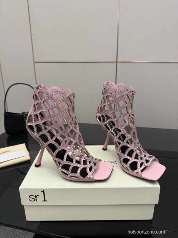 Sergio Rossi Mermaid Sandals 2025 SS Collection Elegant Fishnet High Heels - KFY00470