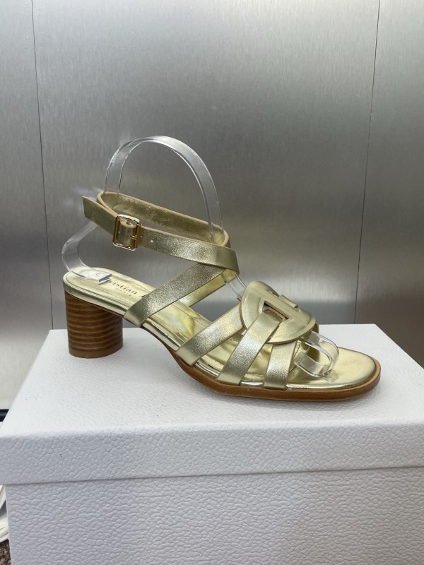 Dior D-Club Jelly Color Hollow Layered Cross Strap Mid Heel Women Shoes - KFY00290