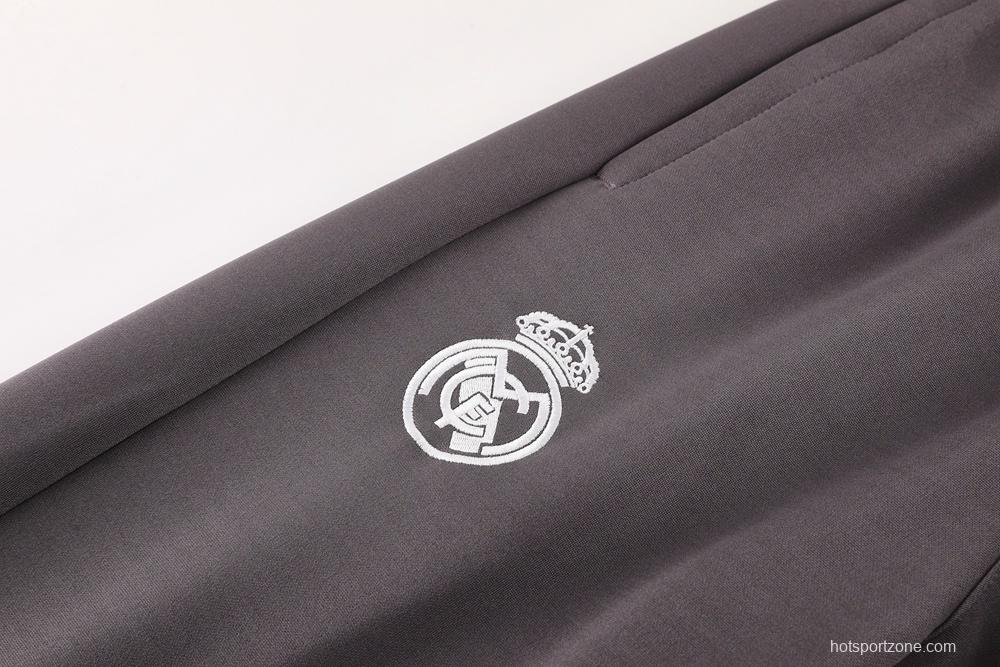 25/26 Real Madrid Light Grey Full Zipper Jacket+Long Pants