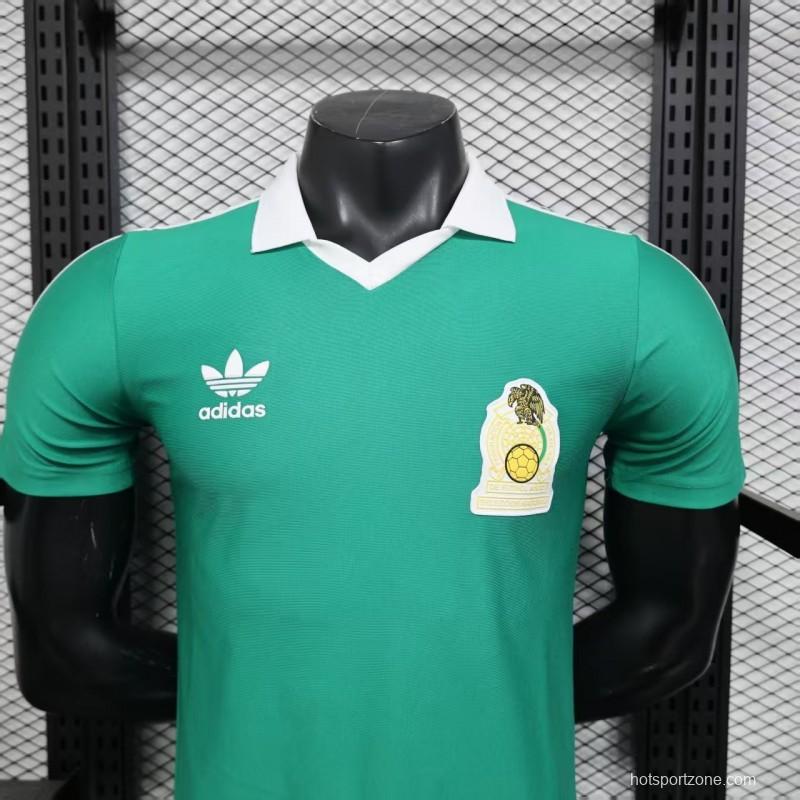 Player Version 2026 Mexico Retro Home Green with White Collar Jersey
