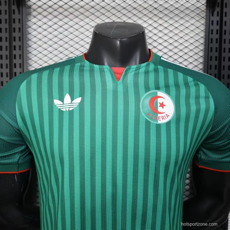 Player Version 2026 Algeria Home Green with Vertical Stripe Pattern Jersey