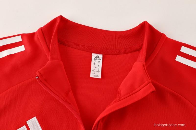 25/26  Adidas Red/White Full zipper Jacket Tracksuit+ long pants